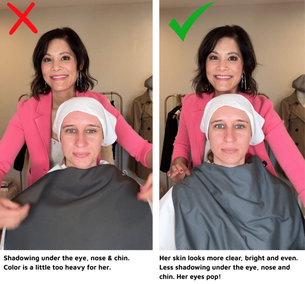 Bay Area Stylist Shannon doing Color Analysis