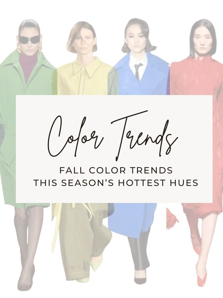 Stylish petite woman wearing a bold, monochrome outfit in a fall setting, representing the guide to fall color trends.