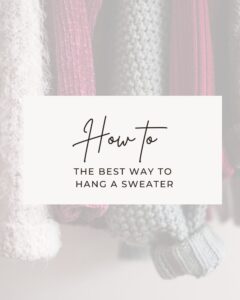 A simple folding technique for hanging a sweater on a hanger to prevent shoulder bumps.