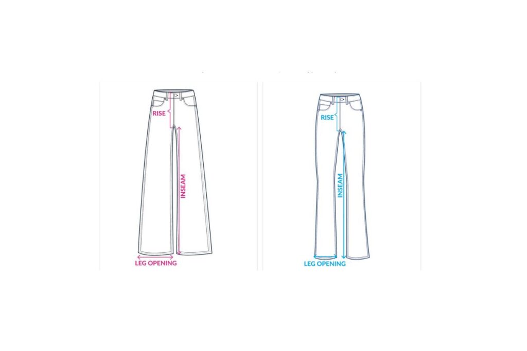Diagram showing how to measure Rise and Inseam to ensure the perfect petite pant fit when shopping online.